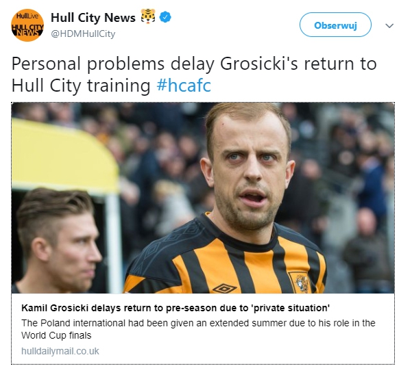 Grosicki opóźnił swój powrót do Hull przez 